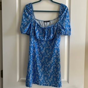 Blue floral babydoll dress